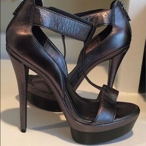 Rachel Zoe Shiny Black Platform Sandals